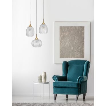 Nova Luce Vario - hanglamp - Ø 39 x 120 cm - satijn goud en transparant