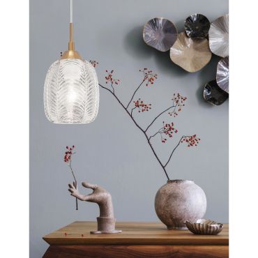 Nova Luce Vario - hanglamp - Ø 13,5 x 120 cm - satijn goud en transparant