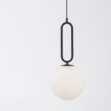 Nova Luce Grus - hanglamp - Ø 25 x 120 cm - mat zwart en opaal