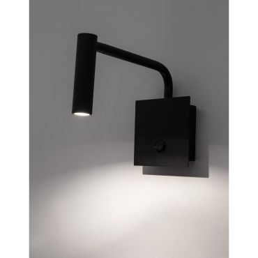 Nova Luce Sicily - wandlamp met schakelaar - 10 x 16 x 23 cm - 3W LED incl. - zwart