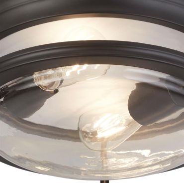 Searchlight Glasgow - plafondlamp - Ø 35 x 14,5 cm - IP44 - zwart en transparant