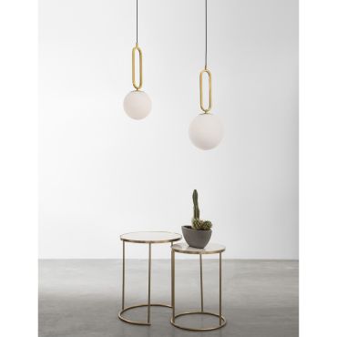 Nova Luce Grus - hanglamp - Ø 20 x 120 cm - messing en opaal