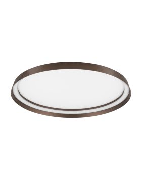 Nova Luce Ormi - plafondlamp - Ø 60 x 7 cm - 48W dimbare LED incl. - geborsteld koffiebruin