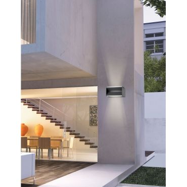 Nova Luce Twin - buiten wandverlichting - 20 x 10 x 10 cm - 2 x 5W LED incl. - IP54 - donkergrijs
