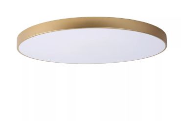 Lucide Unar - plafondverlichting - Ø 80 x 5 cm - 80W dimbare LED incl. - 3 stappen dimmer - mat goud
