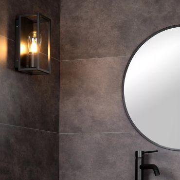 Lucide Carlyn - wandverlichting - 12,6 x 12,5 x 25 cm - IP54 - zwart