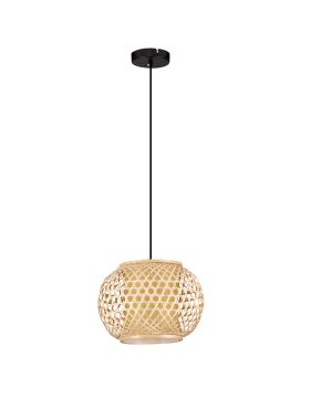 Nova Luce Asma - hanglamp - Ø 30 x 150 cm - rotan en zandzwart
