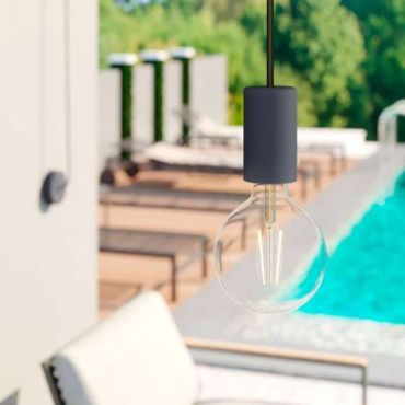 Creative Cables Eiva - buitenhanglamp met siliconen plafondbevestiging - Ø 12,5 x 514,5 cm - IP65 - steenkool zwart
