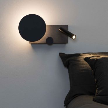 Faro Klee Rechts - wandverlichting met leeslampje - 27 x 3 x 16 cm - 10W+3W dimbare LED incl. - getextureerd grijs