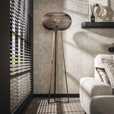 Vico 3 Leg Copper Twist - vloerlamp - 170 cm - koper