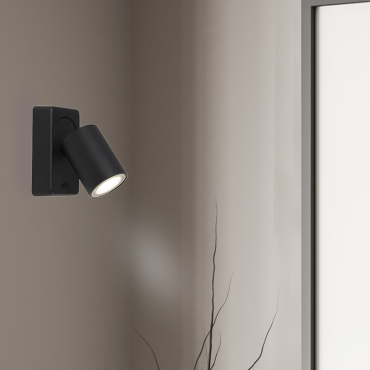 Projectlight Phoebe - opbouw wand spot met schakelaar - 12 x 7 x 11 cm - zwart