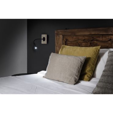 Faro Mood - wandverlichting - 13 x 26 x 13 cm - 2W LED incl. - zwart en bruin