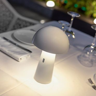 New Garden Shitake - oplaadbare tafellamp - Ø16,5 x 25,5 cm - 7,5W LED incl. - IP44 - wit