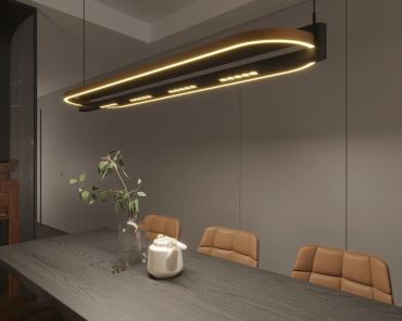 Maxlight Singapur - hanglamp - 123 x 30 x 190 cm - 80W LED incl. - zwart en koffie