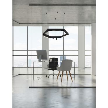 Nova Luce Buxton 03 - honingraat onderdeel voor magnetisch opbouw/pendel profiel - 47,4 x 6,2 x 7,5 cm - zwart