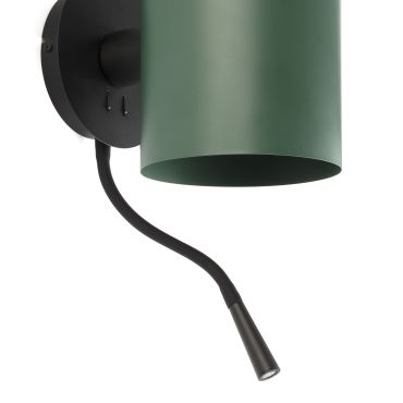 Faro Guadalupe - wandverlichting - 17 x 23,5 x 42 cm - 1W LED incl. - zwart en groen