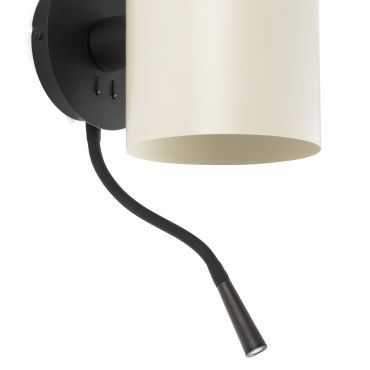 Faro Guadalupe - wandverlichting - 17 x 23,5 x 42 cm - 1W LED incl. - zwart en beige
