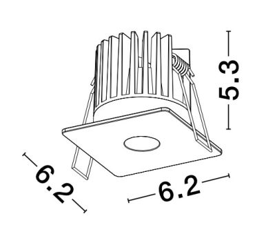 Nova Luce Ono - inbouwspot - 62 x 62 mm, Ø 50 mm inbouwmaat - 8W LED incl. - zwart