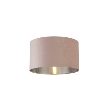 Searchlight Drum Shade - lampenkap - Ø 45 x 26 cm - roze en geborsteld zilver