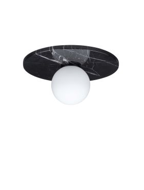 Nova Luce Idor - plafondlamp - Ø 30 x 15,5 cm - zwart marmer en opaalglas