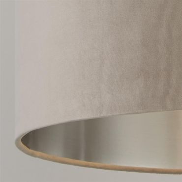 Searchlight Velvet Drum - lampenkap - Ø 28 x 18 cm - taupe en zilver