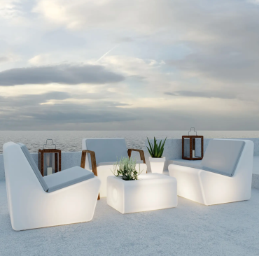 New Garden Tarida Arms - zetel met verlichting op zonne-energie - oplaadbare batterij - 69 x 77 x 66 cm - 4W RGB LED incl. - IP65  - wit