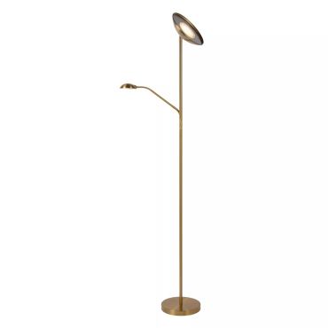 Lucide Zenith - staanlamp met leeslamp - 180 cm - 20W + 4W dimbare LED incl. - mat goud / messing