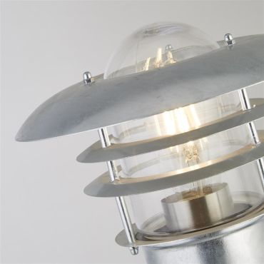 Searchlight Conrad - lantaarnpaal - Ø 23 x 98 cm - IP44 - gegalvaniseerd zilver