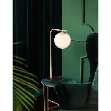 Nova Luce Alvarez - tafellamp - 22 x 15 x 51 cm - satijn goud en opaal