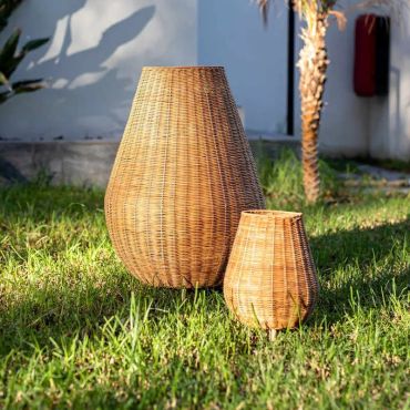 New Garden Saona - vloerlamp met oplaadbare lichtbron en afstandsbediening - 9W dimbare LED incl. - Ø 45,5 x 72 cm - IP54 - bruin