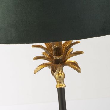 Searchlight Palm - tafellamp - Ø 40 x 65 cm - antiek messing, zwart en groen