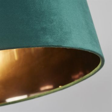 Searchlight Drum Shade - lampenkap - Ø 40 x 25 cm - smaragdgroen met goud