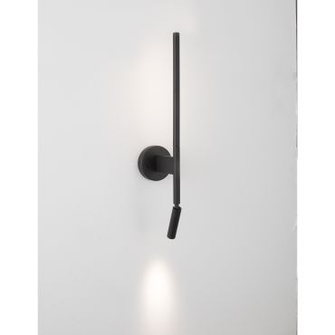 Nova Luce Handy - wandverlichting met schakelaar - 13,6 x 2 x 55 cm - 6W + 3W LED incl. - zand zwart