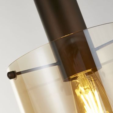 Searchlight Sweden - hanglamp - Ø 22 x 120 cm - mokka en amber