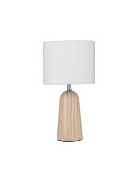 Nova Luce Oby - tafellamp - Ø 16 x 30 cm - wit en natuurlijk hout