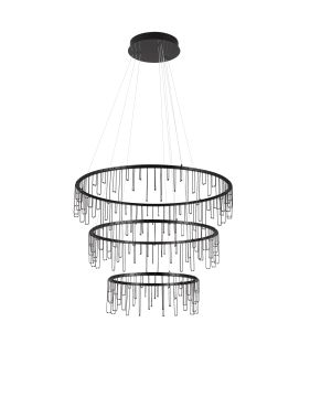 Nova Luce Stellar - hanglamp - Ø 80 x 200 cm - 72W dimbare LED incl. - zwart chroom