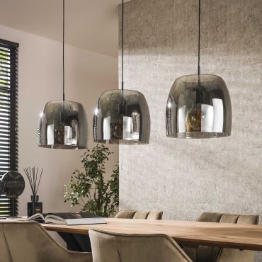 Vico Drift Glass - hanglamp - 145 x 35 x 150 cm - gerookt glas