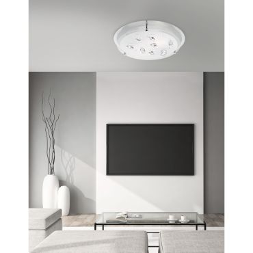 Nova Luce Vedere - plafondverlichting - Ø 31,5 x 6 cm - wit en chroom