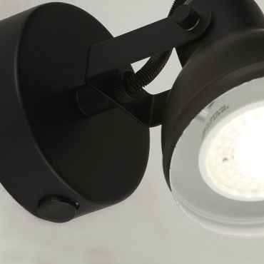 Searchlight Focus - wandverlichting met schakelaar - 9 x 13 cm - mat zwart en wit