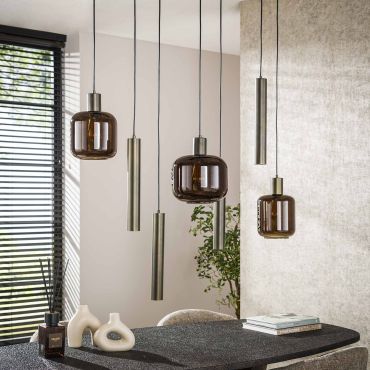 Vico Bronza - hanglamp - 105 x 35 x 150 cm - sienna bruin en brons