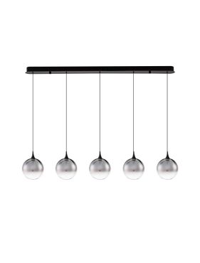 Nova Luce Orenda - hanglamp - 120 x 180 x 16 cm - 20W dimbare LED incl. - mat zwart en rokerig glas