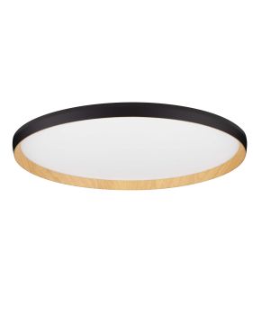 Nova Luce Vomos - plafondlamp - Ø 60 x 7 cm - 55W dimbare LED incl. - zandzwart en hout