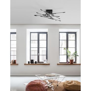 Nova Luce Raccio - plafondverlichting - 94,5 x 94,5 x 21 cm - 48W dimbare LED incl. - zwart
