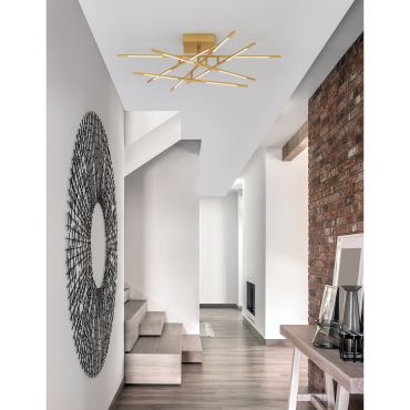 Nova Luce Raccio - plafondverlichting - 94,5 x 94,5 x 21 cm - 48W dimbare LED incl. - goud messing