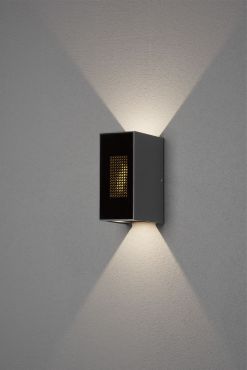 Konstsmide Cremona - buiten wandlamp met 2 regelbare lichtbundels en vlameffect - 8 x 13,5 x 17 cm - 6W LED incl. - IP54 - antraciet