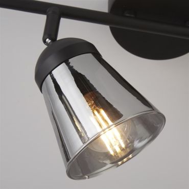 Searchlight Mega - opbouwspot 4L - 83 x 24 x 14 cm - zwart en gerookt glas
