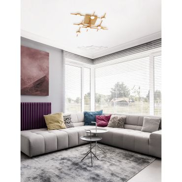 Nova Luce Atomo - plafondverlichting - 51 x 51 x 14 cm - 8 x 2,4W LED incl. - goud