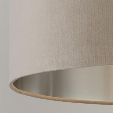 Searchlight Velvet Drum - lampenkap - Ø 38 x 22 cm - taupe en zilver