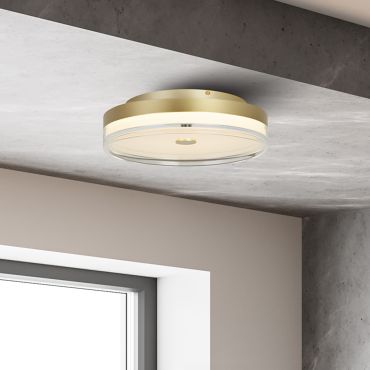 Searchlight Cyprus - plafondlamp - Ø 40 x 11 cm - 29W dimbare LED incl. - goud en transparant