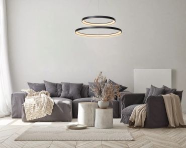 Lucide Vidal - hanglamp - Ø 78 x 200 cm - 92W LED incl. - zwart